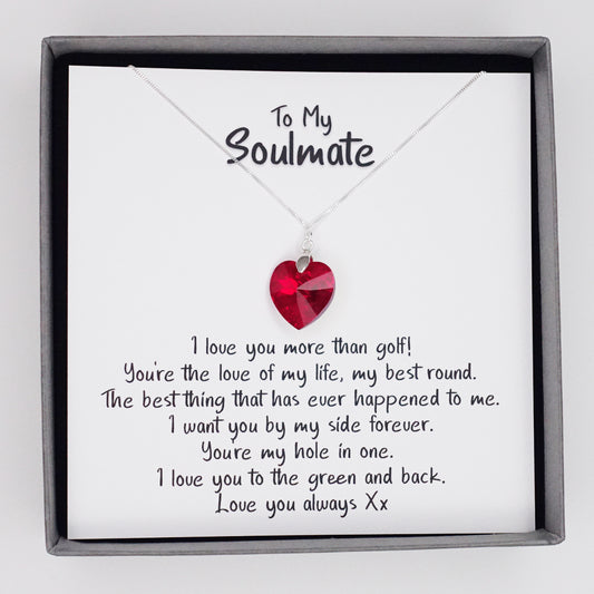 Custom Necklace, Golf Widow Gift, Romantic Crystal Present - I Love You More Than Golf